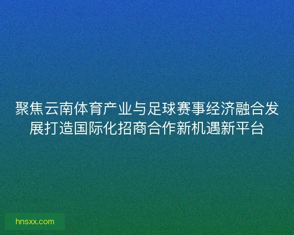 聚焦云南体育产业与足球赛事经济融合发展打造国际化招商合作新机遇新平台